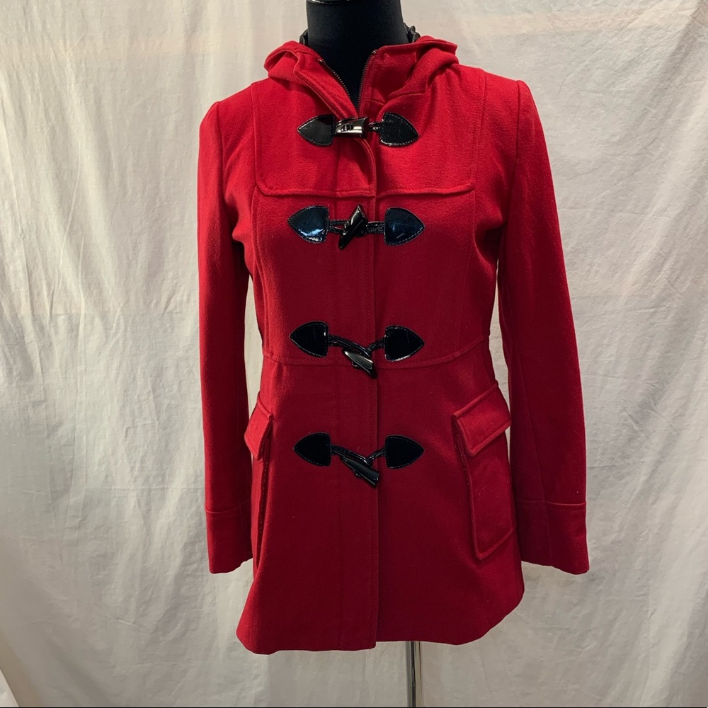 Black River red toggle pea coat